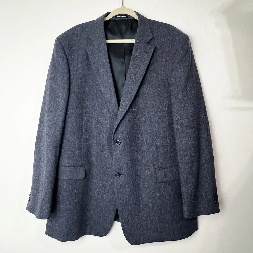 Paul Fredrick Wool Blazer Blue Confetti Tweed Men’s 48L